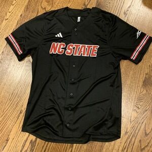 Adidas NC State Wolfpack Full Button Black Baseball Jersey Men's X-Large IN2010